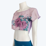 Load image into Gallery viewer, Purple Peony Vintage Crop Top
